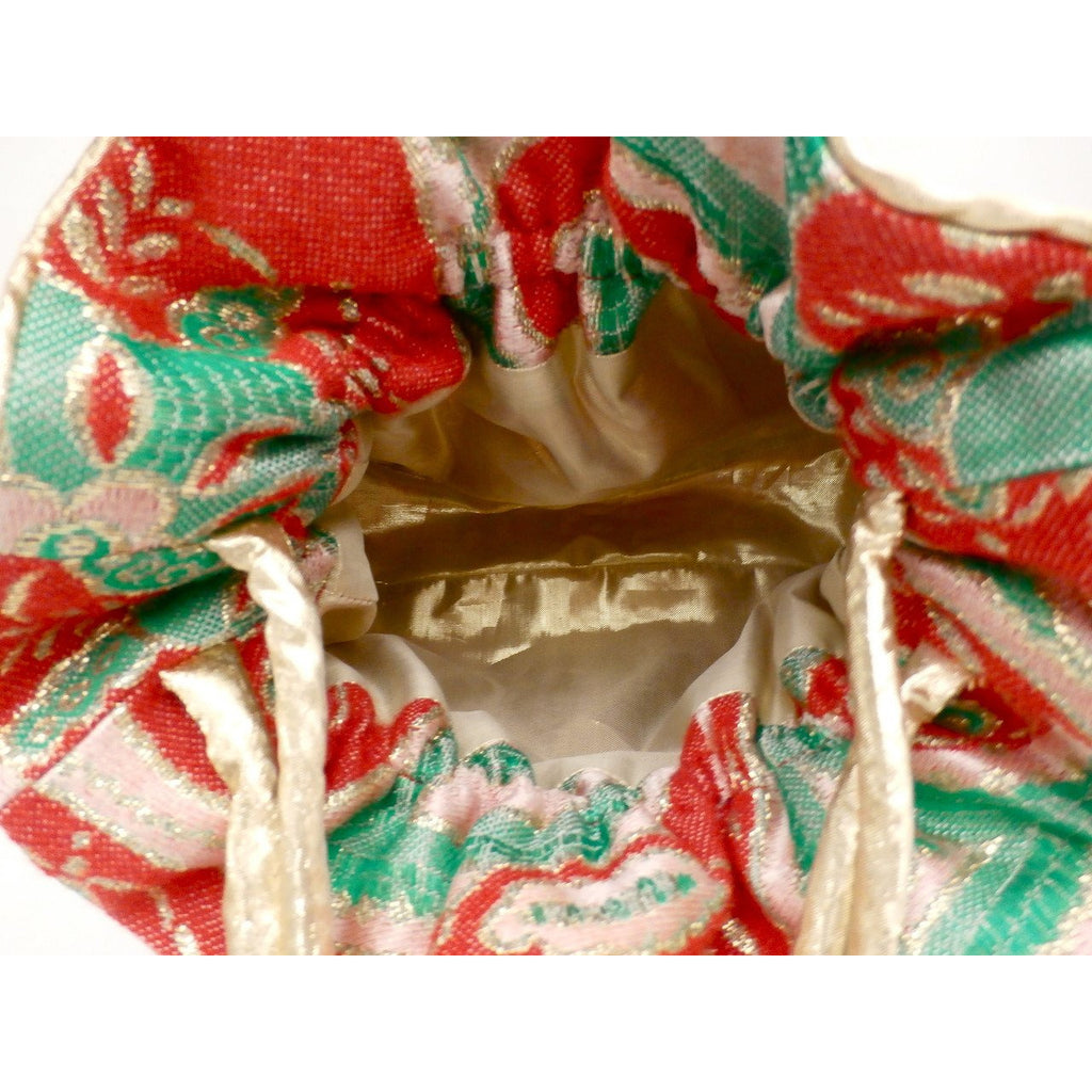 Handmade Metallic Red/Gold Paisley Brocade Purse 1970s Fabric Handbags,New Arrivals The Best Vintage Clothing