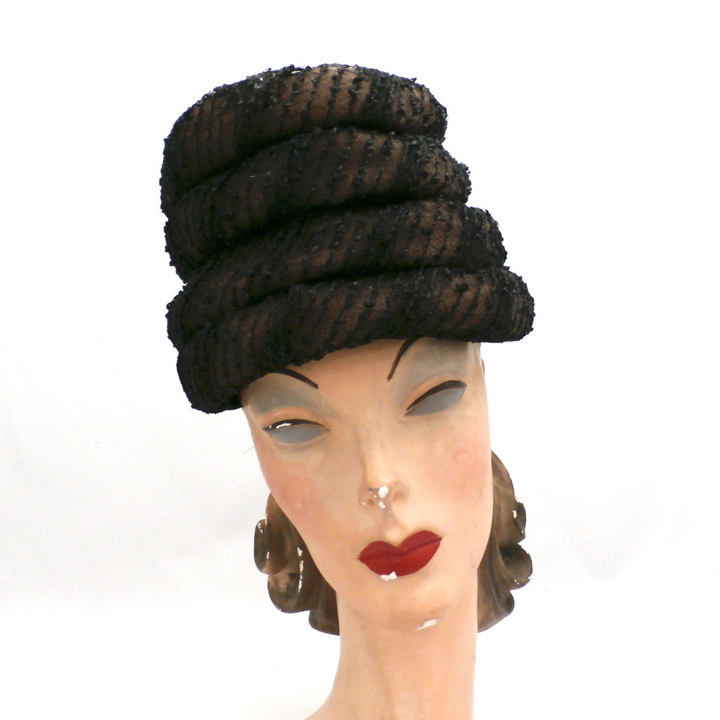 Vintage Ladies Hat Gwenn Pennington Beehive Brown/Black 1960s Hats,New Arrivals Gwen Pennington