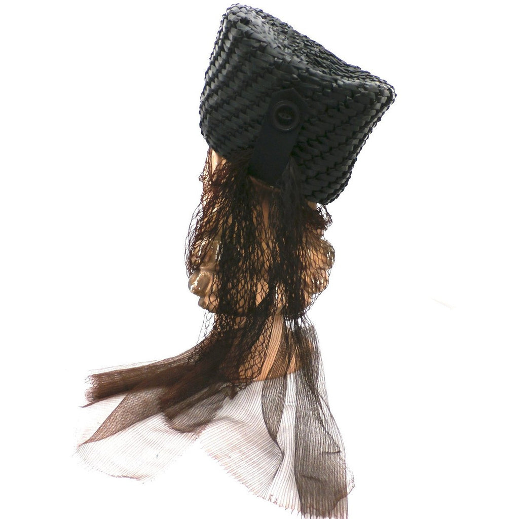 Vintage Straw Ladies Hat Tall Toque Long Veil 1960s Large Hats,New Arrivals Darcel