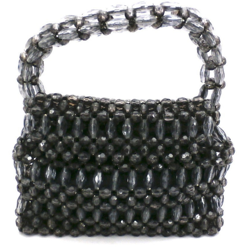 Vintage Purse Gray Plastic Faceted Beads Handmade Hong Kong 1960S Handbags The Best Vintage Clothing