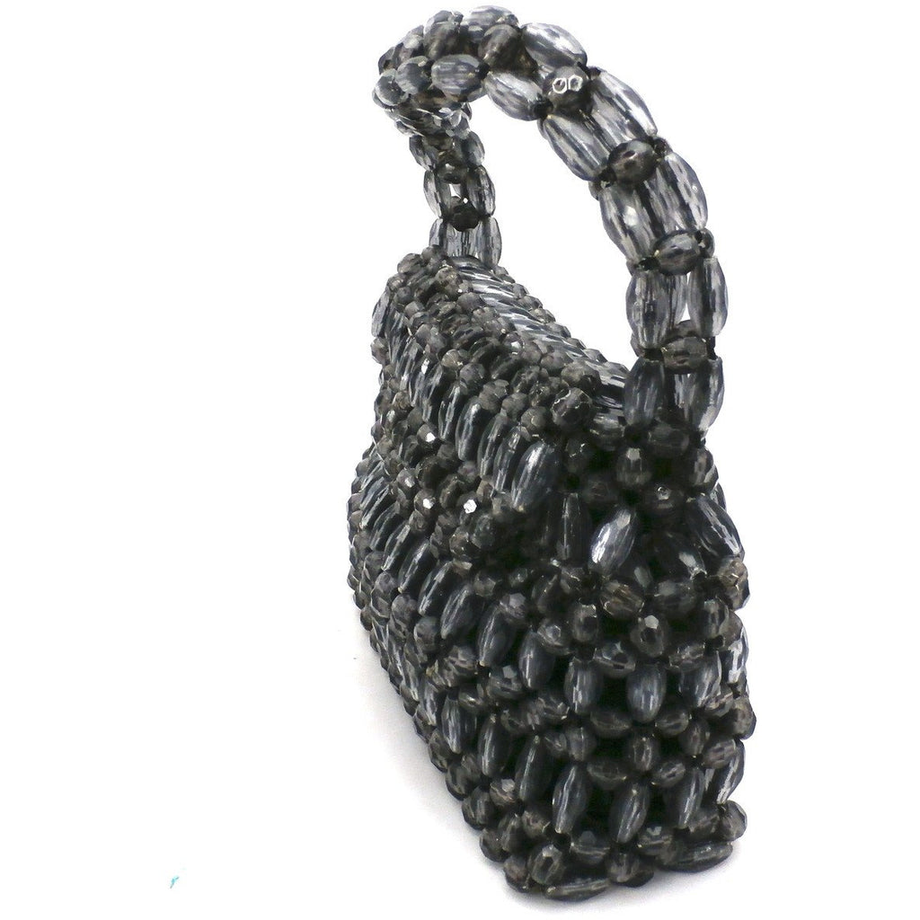 Vintage Purse Gray Plastic Faceted Beads Handmade Hong Kong 1960S Handbags The Best Vintage Clothing