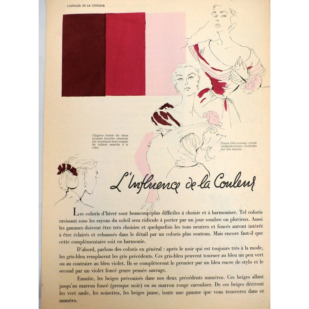Officiel De La Couleur Des Industries De La Mode No. 16 Hiver 1952 4 Plates Collectibles,New Arrivals The Best Vintage Clothing