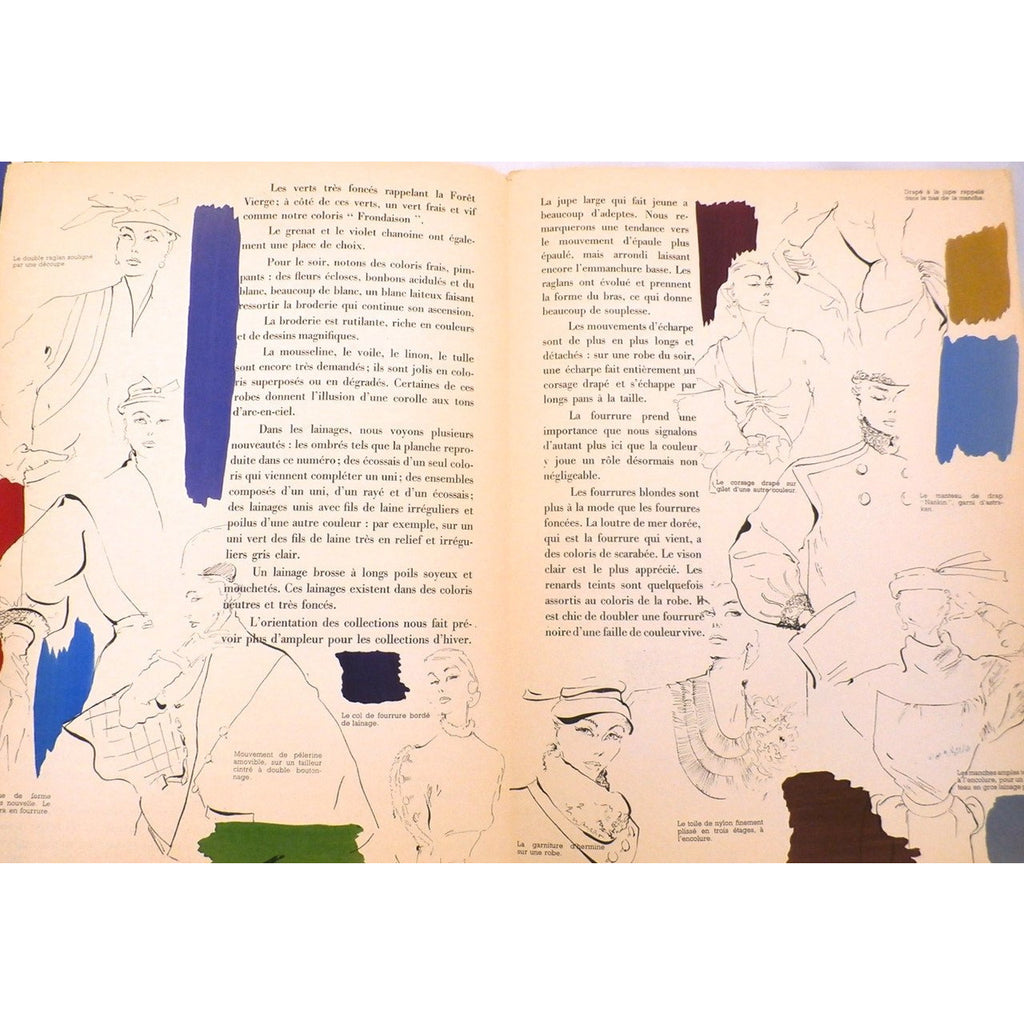 Officiel De La Couleur Des Industries De La Mode No. 16 Hiver 1952 4 Plates Collectibles,New Arrivals The Best Vintage Clothing