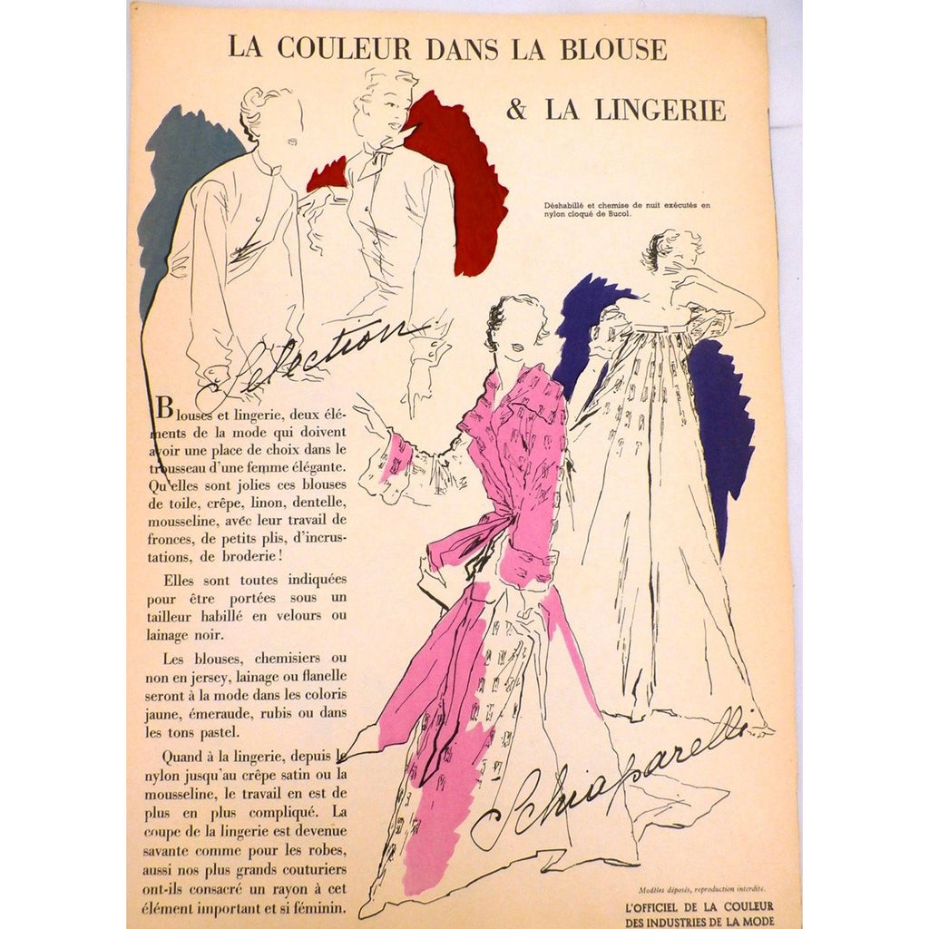 Schiaparelli Vintage Officiel De La Couleur Des Industries De La Mode No. 6 Hiver '52 - The Best Vintage Clothing
 - 1
