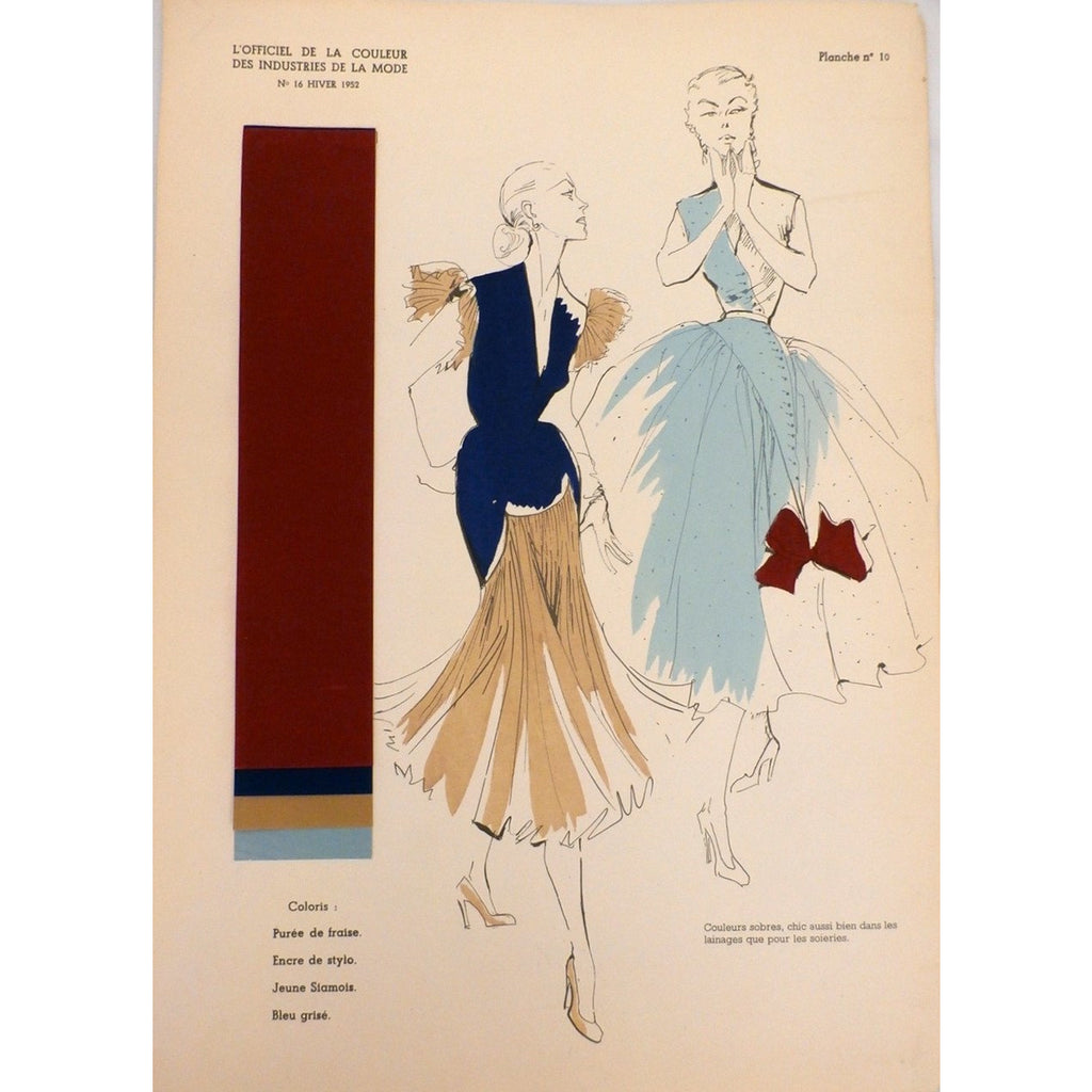Officiel De La Couleur Des Industries De La Mode No. 6 Hiver 1952 Plate 10 - The Best Vintage Clothing
 - 1
