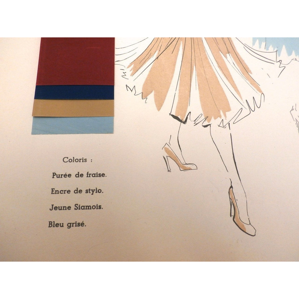 Officiel De La Couleur Des Industries De La Mode No. 6 Hiver 1952 Plate 10 Collectibles,New Arrivals The Best Vintage Clothing