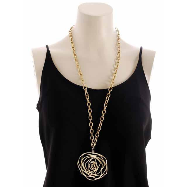 Vintage Stylized Golden Rose Pendant Necklace Large 1960s Jewelry,On Sale The Best Vintage Clothing