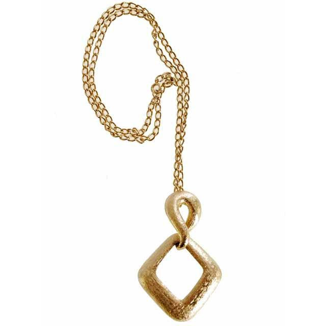 Vintage Gold Tone Large Moderne Fob Necklace 1970s Lisner - The Best Vintage Clothing
 - 1