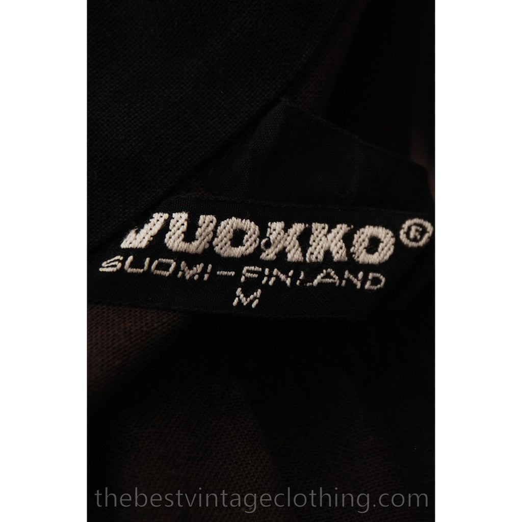 Vintage Vuokko Suomi Cotton Shirt/Tent Dress Coat 1970s Black & Brown Bold Stripes M marimekko The Best Vintage Clothing