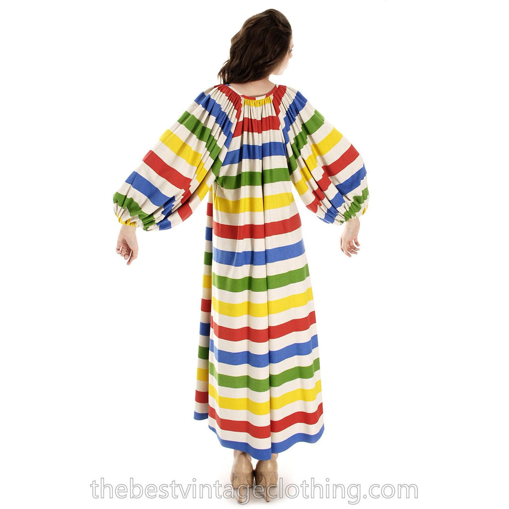 Vintage Vuokko "Messu" Print Washed Silk Gown Balloon Sleeves RARE Dress Sz S M 1970s marimekko The Best Vintage Clothing