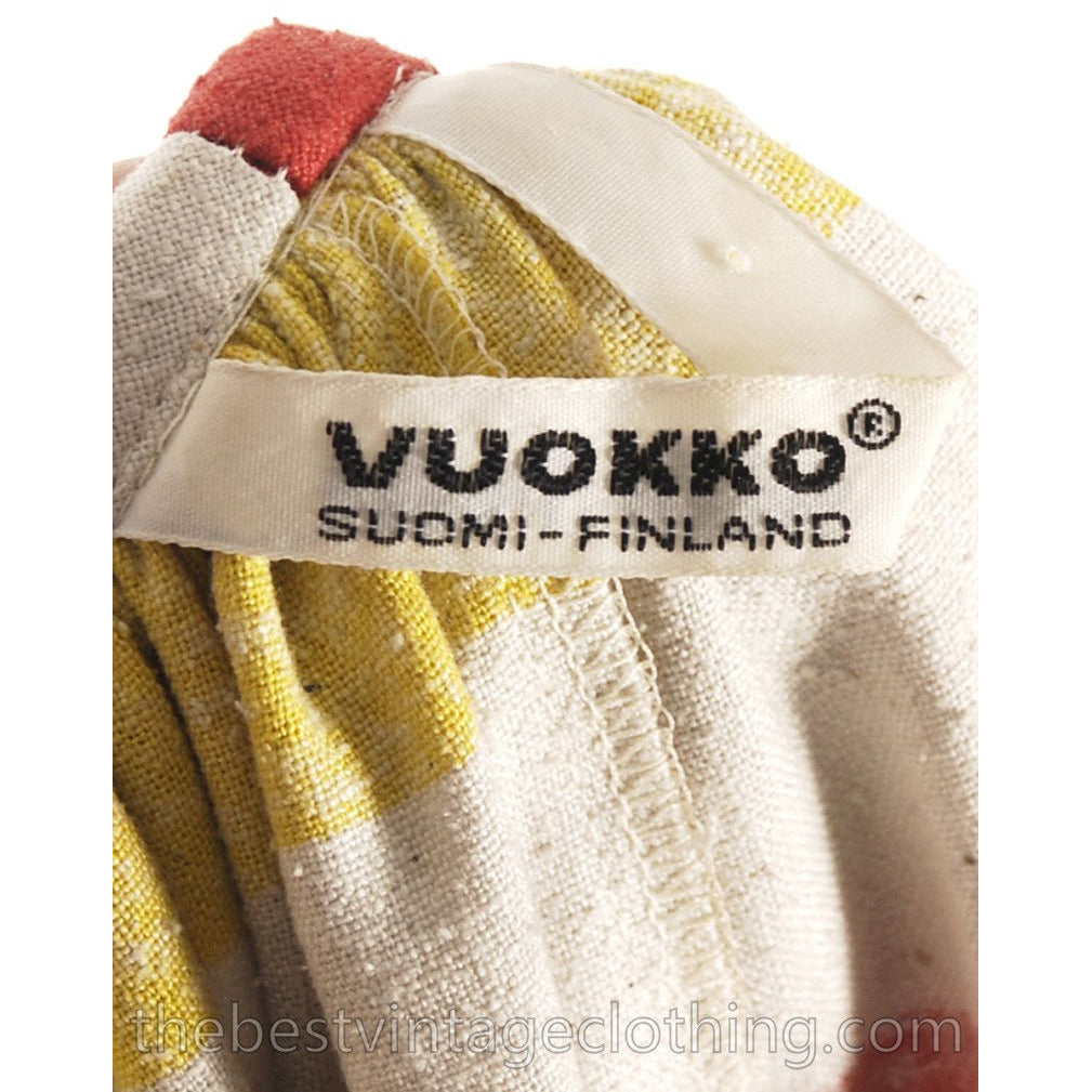 Vintage Vuokko "Messu" Print Washed Silk Gown Balloon Sleeves RARE Dress Sz S M 1970s marimekko The Best Vintage Clothing