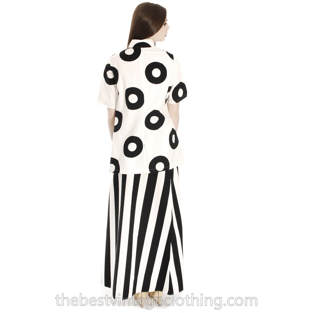 Vintage 1970s Vuokko Striped Wrap Skirt Designer Maxi Black & White Iconic marimekko The Best Vintage Clothing