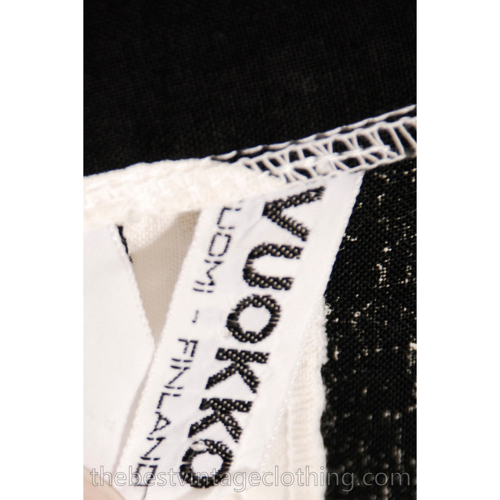Vintage 1970s Vuokko Designer Black And White Circles Print Tunic Cotton 44 M marimekko Vuokko