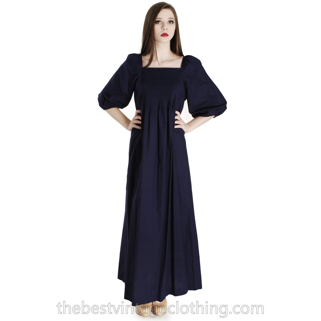 Vintage Marimekko Suomi Finland 1970s Sapphire Blue Cotton Maxi Dress Blue M marimekko The Best Vintage Clothing