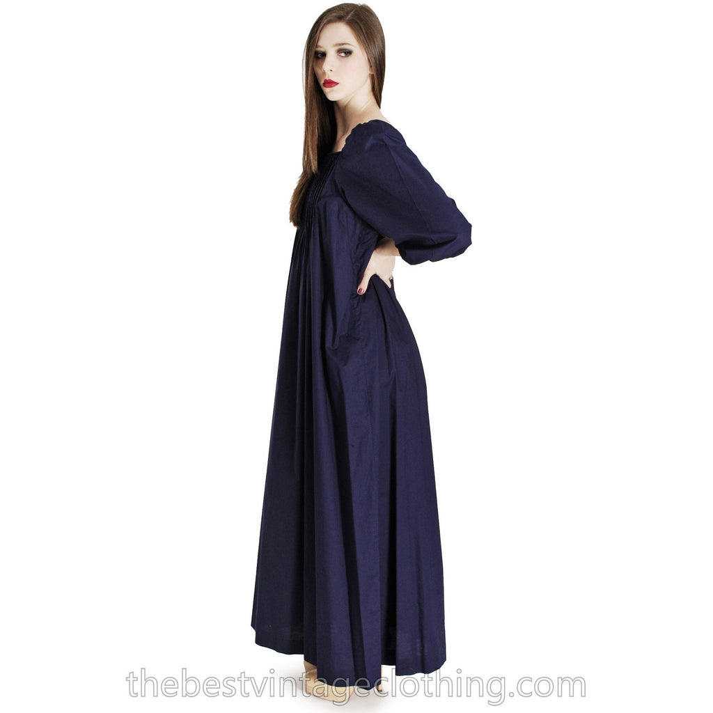 Vintage Marimekko Suomi Finland 1970s Sapphire Blue Cotton Maxi Dress Blue M marimekko The Best Vintage Clothing