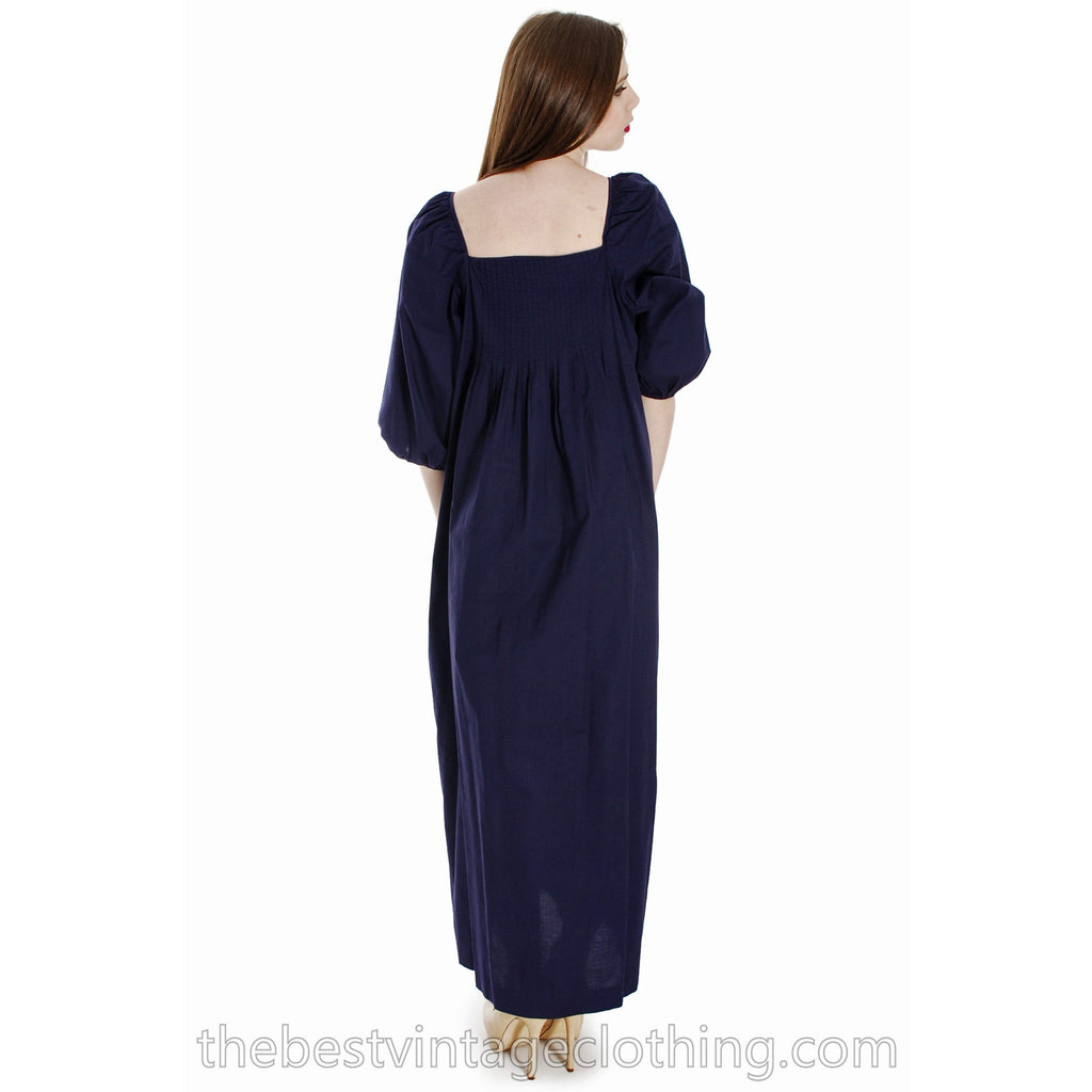 Vintage Marimekko Suomi Finland 1970s Sapphire Blue Cotton Maxi Dress Blue M marimekko The Best Vintage Clothing