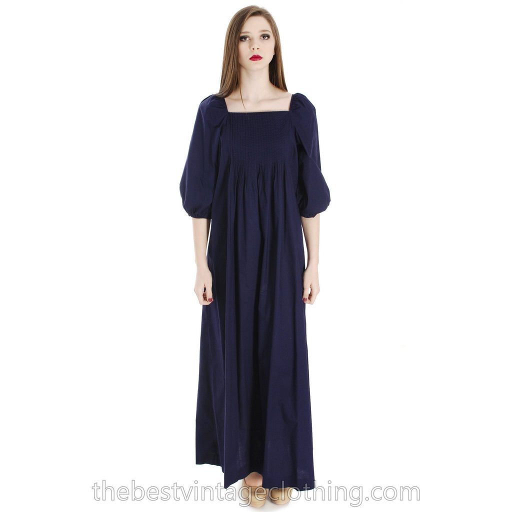 Vintage Marimekko Suomi Finland 1970s Sapphire Blue Cotton Maxi Dress Blue M marimekko The Best Vintage Clothing