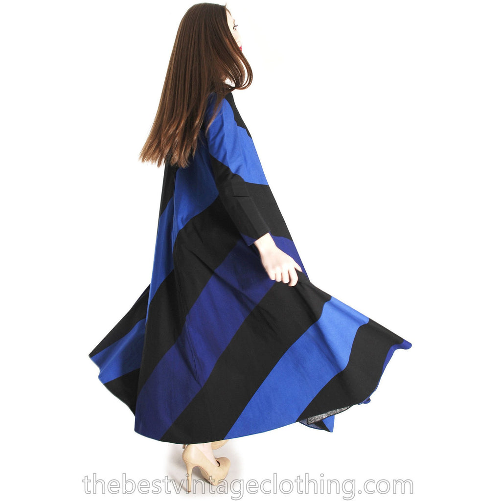 Vintage 1970s Vuokko Designer Iconic Tent Dress Black Cinnamon Stripes 40 M marimekko The Best Vintage Clothing