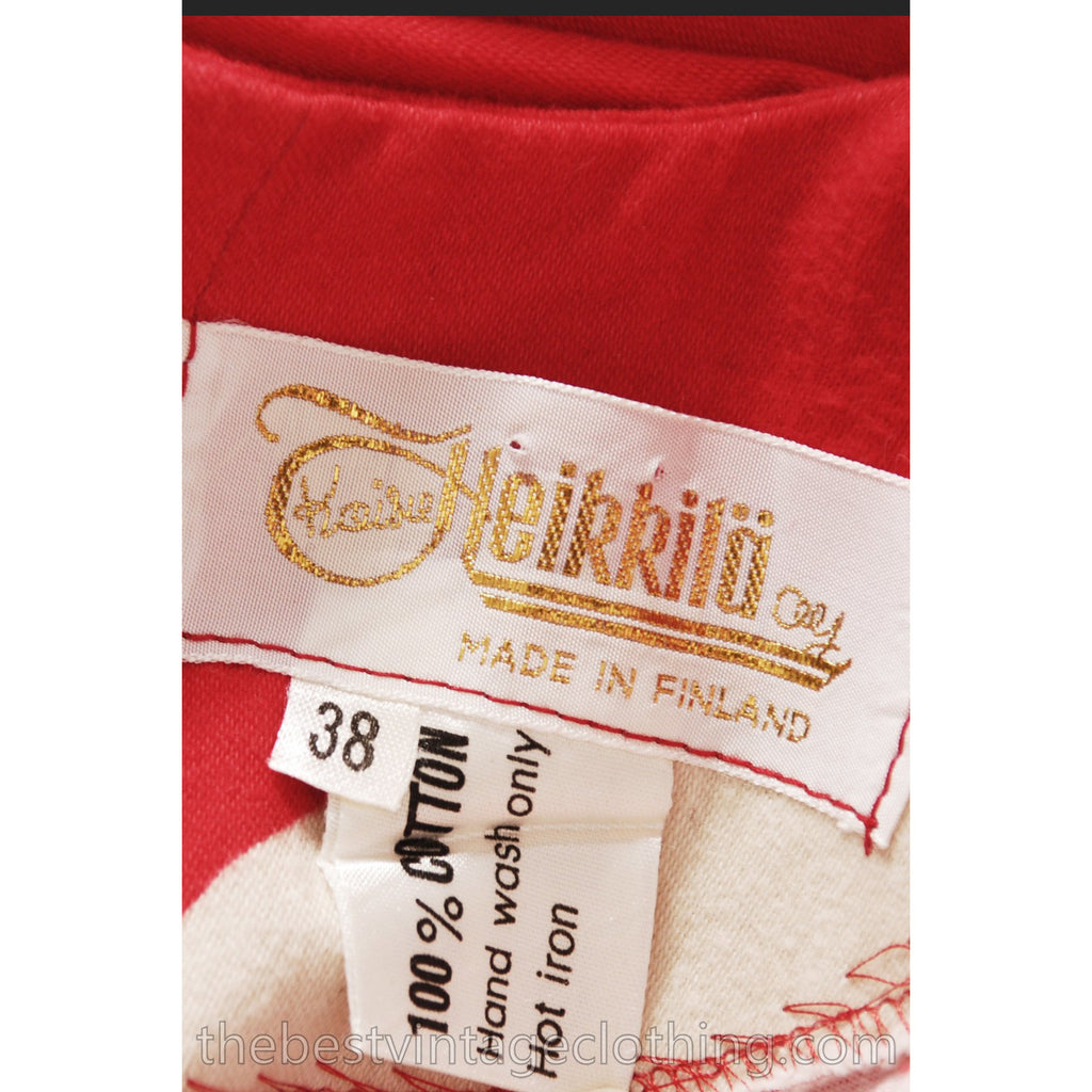 Vtg 1970s Kaisu Heikkilä Maxi Dress Vuokko Designer Fabric Red Polka Dot Maxi marimekko The Best Vintage Clothing