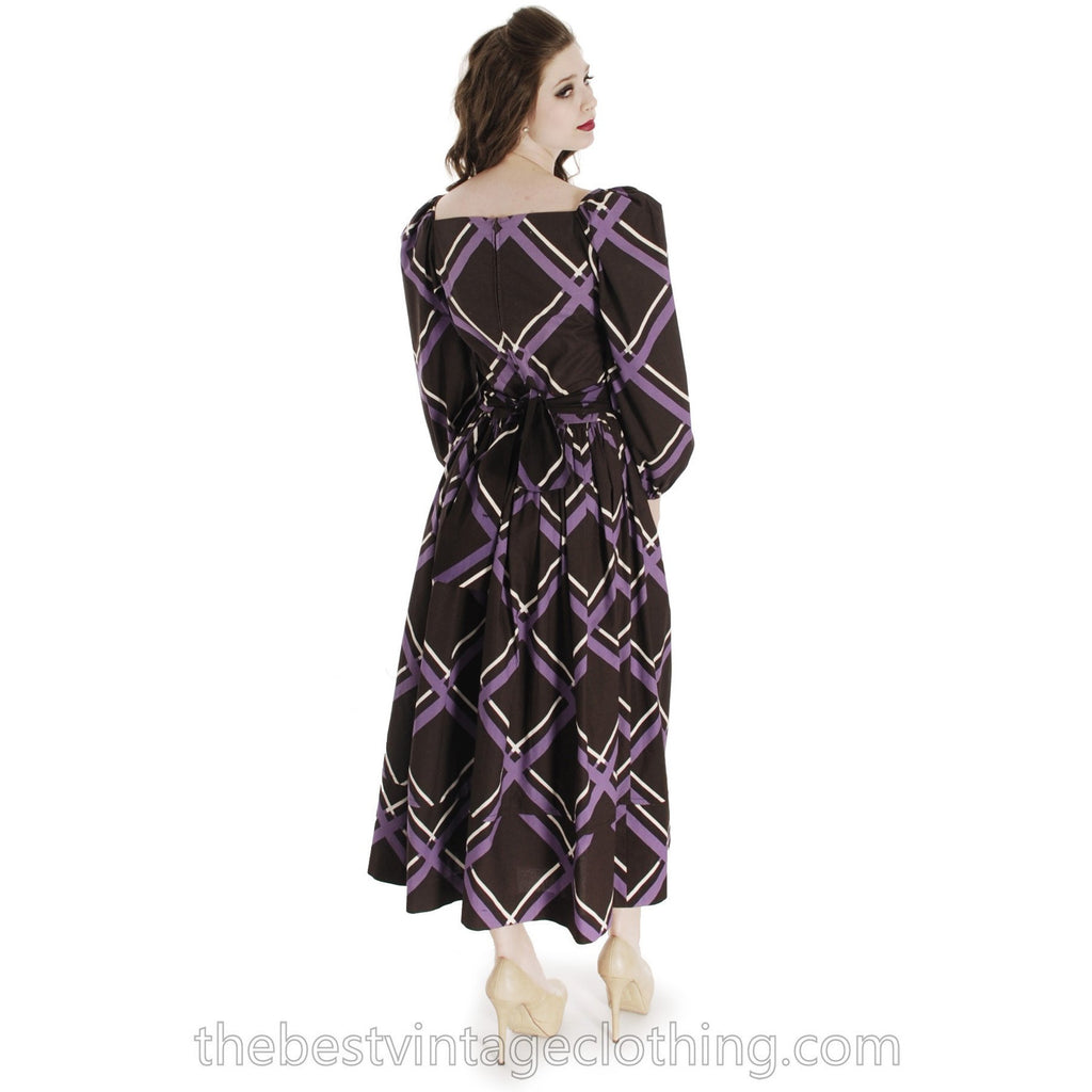 Vintage Marimekko Maxi Purple Brown Plaid 38/10 Cotton Dress Gown 1970s marimekko The Best Vintage Clothing