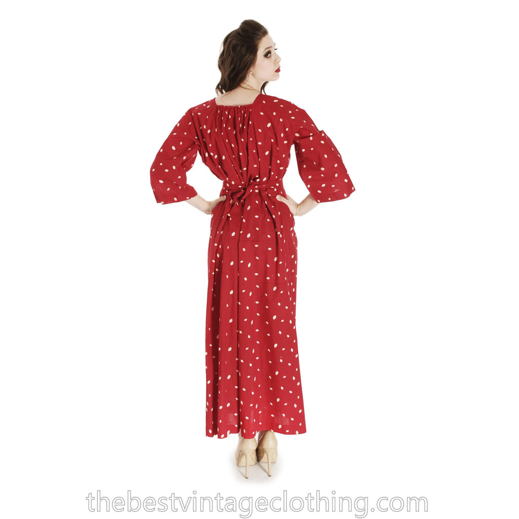Vintage 1974 Marimekko Red Polka Dot Maxi Dress Designer Small Cotton marimekko The Best Vintage Clothing