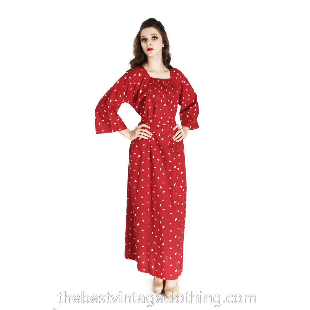 Vintage 1974 Marimekko Red Polka Dot Maxi Dress Designer Small Cotton marimekko The Best Vintage Clothing