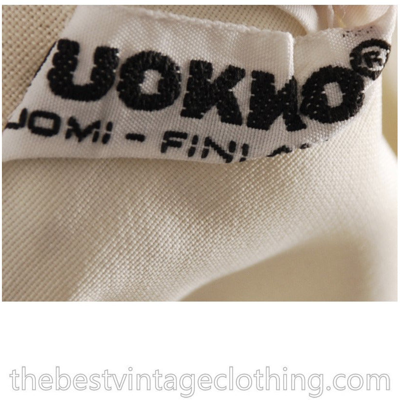 Vintage Vuokko Designer Suit Skirt & Top 1970s Natural Cotton w/ Black Lines S-M marimekko The Best Vintage Clothing