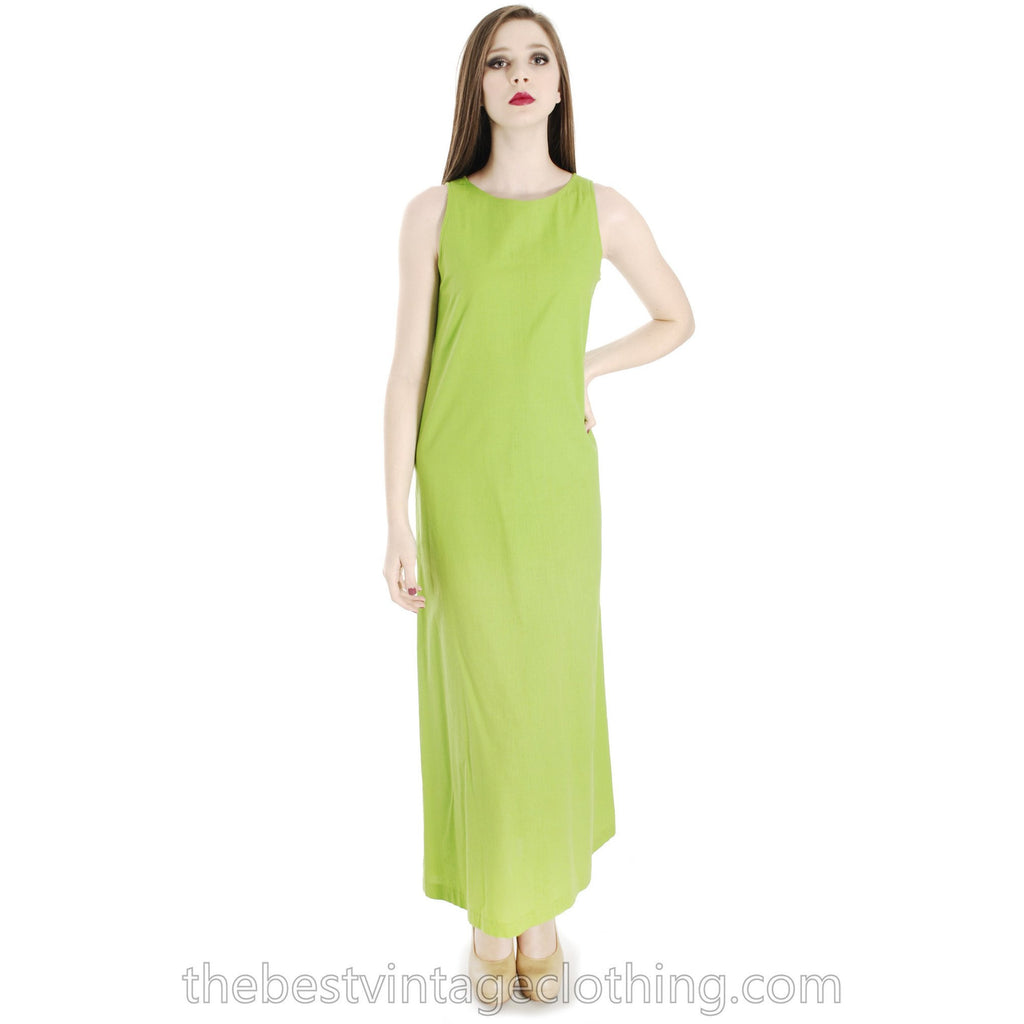 Vintage 1960s Vuokko Nurmesniemi RARE Lime Green Maxi Dress with Voluminous Cape 38/10 marimekko The Best Vintage Clothing