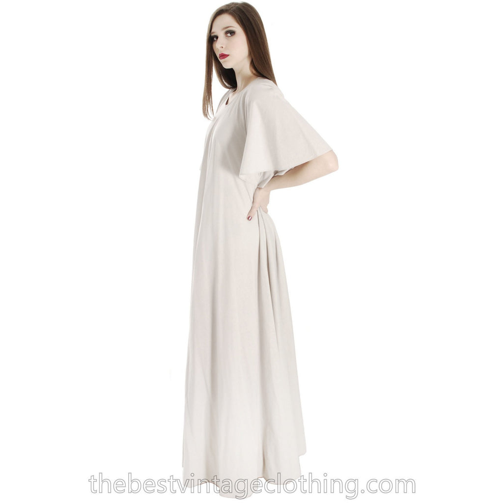Vintage Vuokko Angel Sleeve Tent Dress Maxi Gown Dove Gray Cotton XXS 1970s marimekko The Best Vintage Clothing