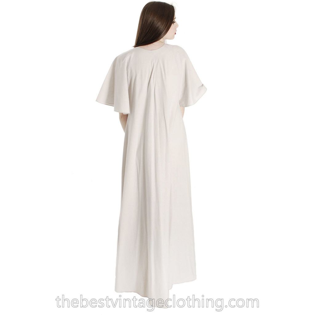Vintage Vuokko Angel Sleeve Tent Dress Maxi Gown Dove Gray Cotton XXS 1970s marimekko The Best Vintage Clothing
