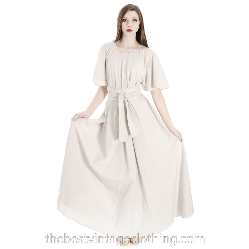 Vintage Vuokko Angel Sleeve Tent Dress Maxi Gown Dove Gray Cotton XXS 1970s marimekko The Best Vintage Clothing