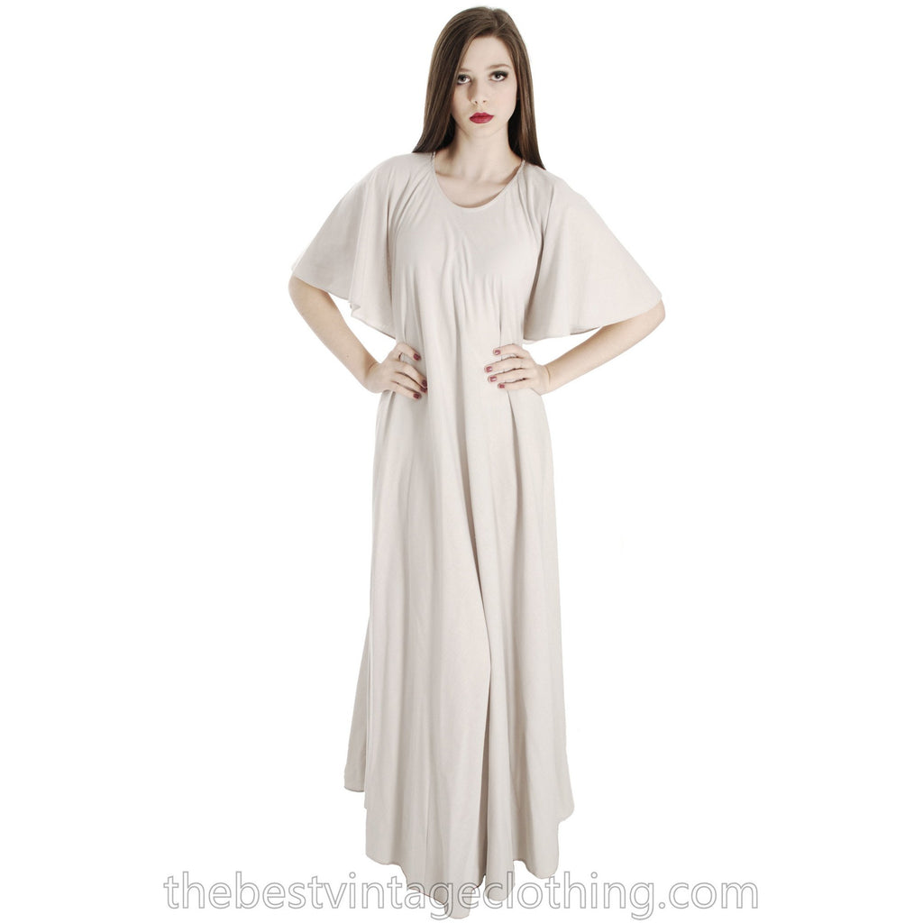 Vintage Vuokko Angel Sleeve Tent Dress Maxi Gown Dove Gray Cotton XXS 1970s marimekko The Best Vintage Clothing