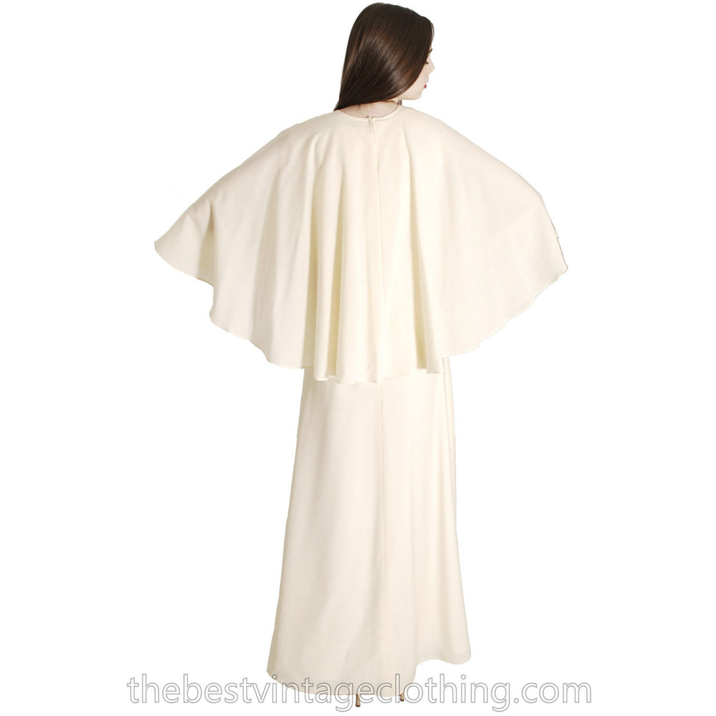 Stunning Vuokko Cape Gown 1960s Ivory Wool Voile Iconic Could Be Wedding Dress 38 /8 S/M marimekko The Best Vintage Clothing