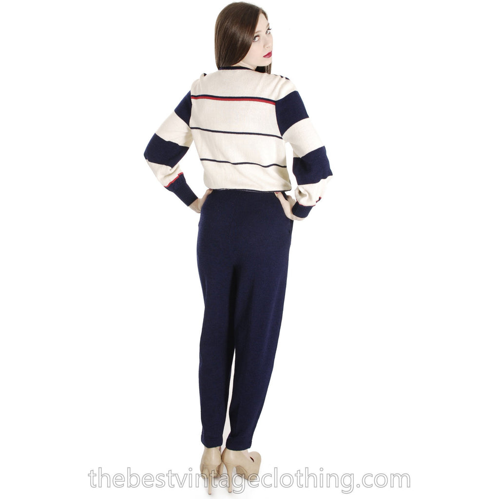 Antonella Preve Knit 1980s COLORBLOCK Jumpsuit Red White & Blue S Cart2cart Annotella Preve