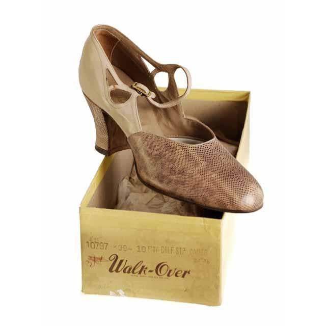 Vintage Womens Shoes Tan/Snakeskin Leather Heel 1920s WALK OVER Eu 37 US Ladies 6.5 Shoes,Women's,On Sale Walk Over