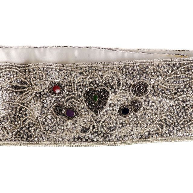 Vintage 1980s La Regale Beaded Womens Belt Silver & Clear Size M New Tags Accessories No Label