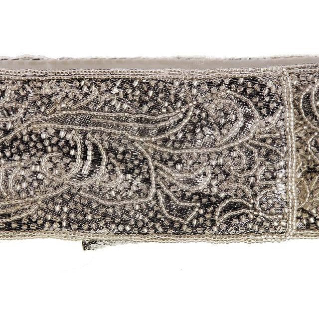 Vintage 1980s La Regale Beaded Womens Belt Silver & Clear Size M New Tags Accessories No Label