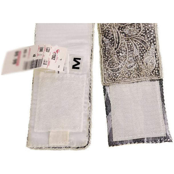 Vintage 1980s La Regale Beaded Womens Belt Silver & Clear Size M New Tags Accessories No Label