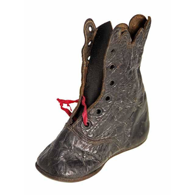 Antique Leather Baby Boot or Dolls Boot ( single) 1840s Hand Made Children's The Best Vintage Clothing