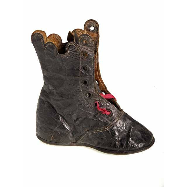 Antique Leather Baby Boot or Dolls Boot ( single) 1840s Hand Made Children's The Best Vintage Clothing