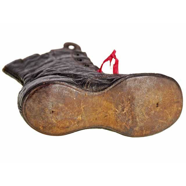 Antique Leather Baby Boot or Dolls Boot ( single) 1840s Hand Made Children's The Best Vintage Clothing