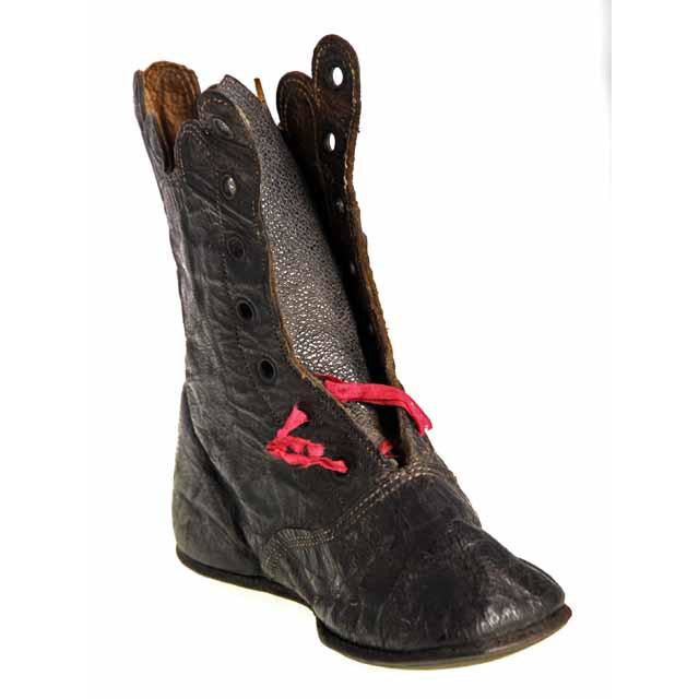 Antique Leather Baby Boot or Dolls Boot ( single) 1840s Hand Made Children's The Best Vintage Clothing