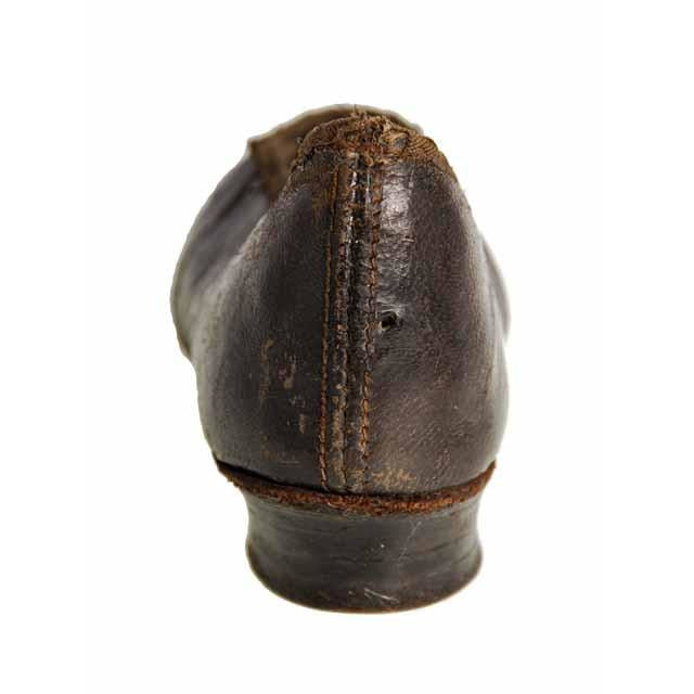 Antique Leather Childrens Slipper Shoe ( single) 1840s Hand Made Children's The Best Vintage Clothing