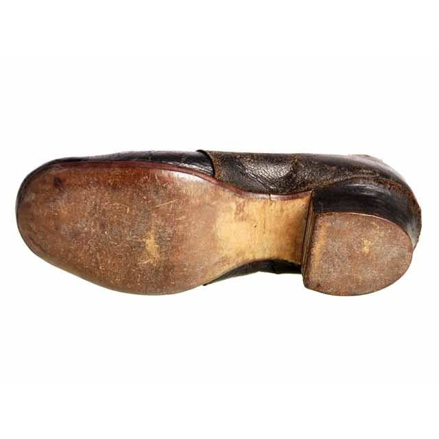 Antique Leather Childrens Slipper Shoe ( single) 1840s Hand Made Children's The Best Vintage Clothing