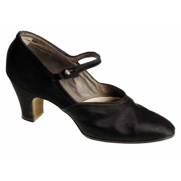 Vintage Single Mary Jane Shoe for Display or Design Black Silk Satin Heel NWOT - The Best Vintage Clothing
 - 1