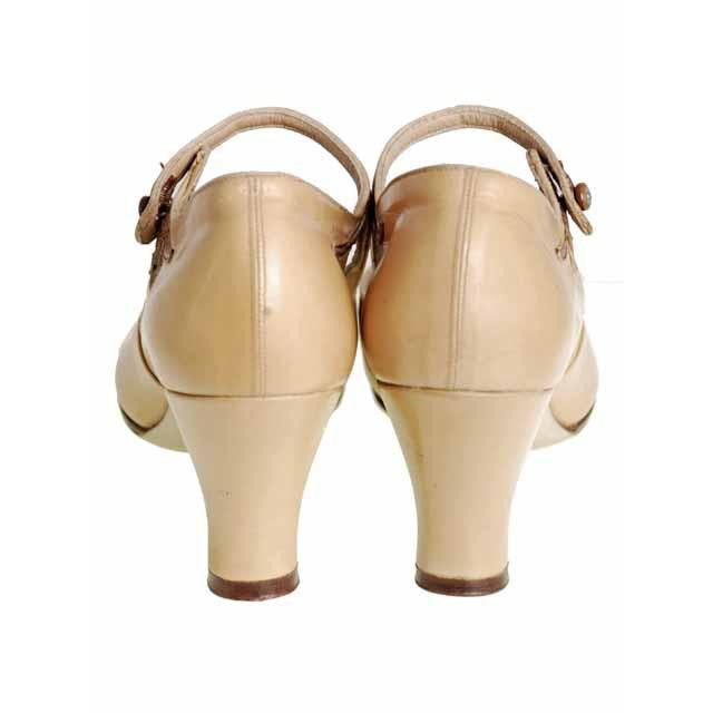 Vintage Shoes Peach Beige Mary Jane 1920s Walk Over NIB EU37 US 6.5Narrow Shoes,Women's,On Sale Walk Over