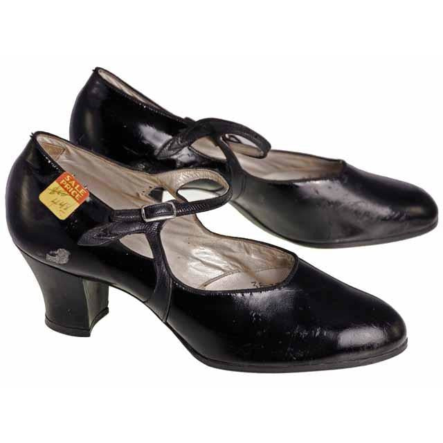 Vintage Black Mary Jane Style Heels Patent Leather Shoes 1920 NIB EU36 US 6 Shoes,Women's Walk Over