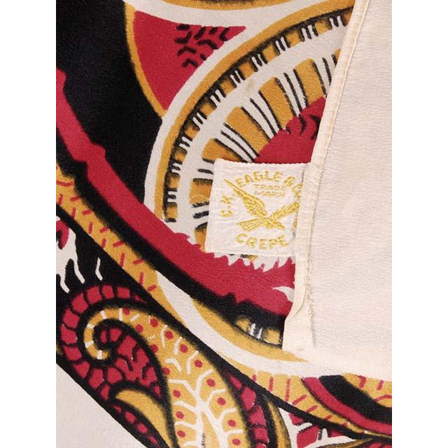 Vintage Silk Crepe Scarf Huge Red Gold Paisley C.K. Eagle & Co 1920s Accessories,Women's The Best Vintage Clothing