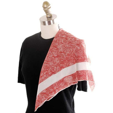 Vintage Silk Scarf Burmel Red & White Swirls Design 1950s - The Best Vintage Clothing
 - 1