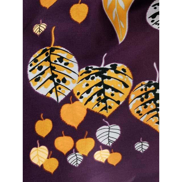 Vintage Acetate Scarf Fab Abstract Leaf Pattern Eggplant & Gold, Silver 1950s On Sale,Accessories The Best Vintage Clothing